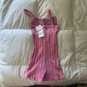 Zara Pink and Purple Striped Bodysuit
